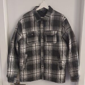 Distortion Men's Black and White Plaid Shirt Jacket